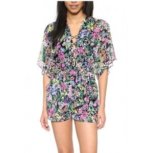 Yumi Kim floral lined shorts romper size small, corset detail top, EUC, see pics